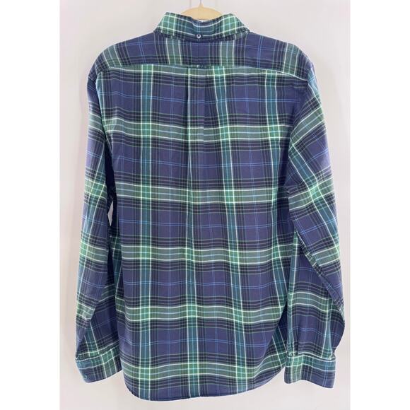 Todd Snyder New York Tailored Navy Green Plaid Button Down Shirt Large - Picture 2 of 6